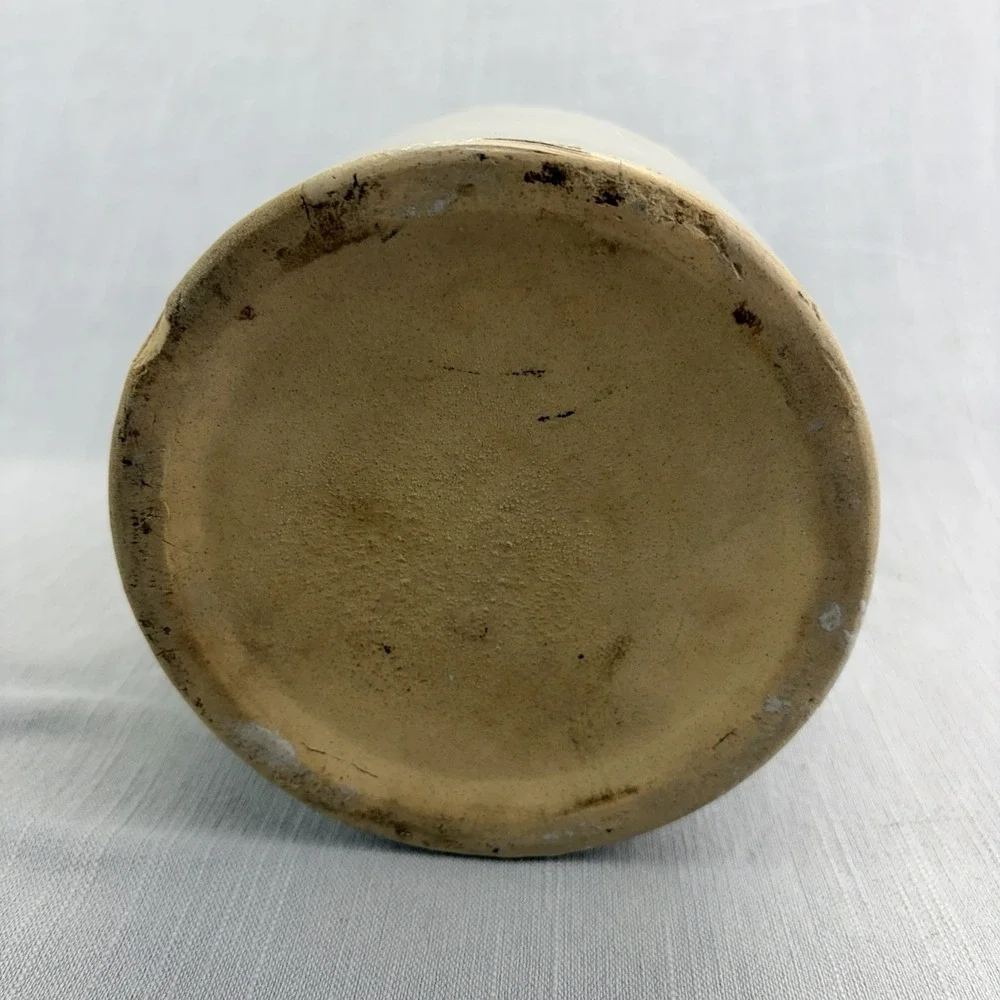 Vintage April Fool Stoneware Crock Jar with Lid & Wire Bail Handle Off-White